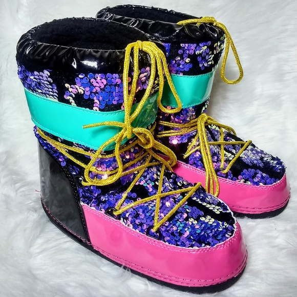 sequin moon boots